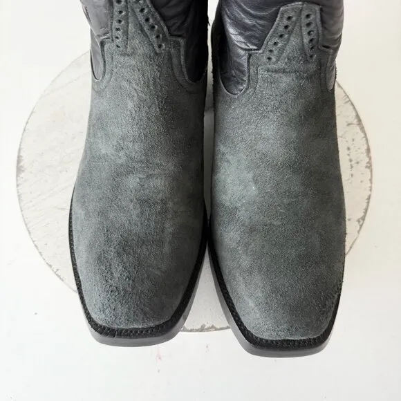 Rod Patrick Mens Cowboy Boots 10.5EE Black Rough Out Western Blunt Toe Stovepipe