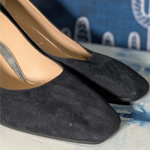 Ron White Lucille Suede Block Heel Dress Pumps Shoes Onyx Women's 39 / US 8.5