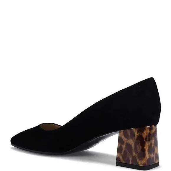 Ron White Lucille Suede Block Heel Dress Pumps Shoes Onyx Women's 39 / US 8.5
