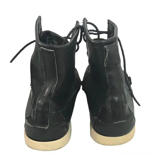 RONNIE Fieg x Sebago Campsides Hi Top Black Leather Moc Toe Laced Boots sz 8
