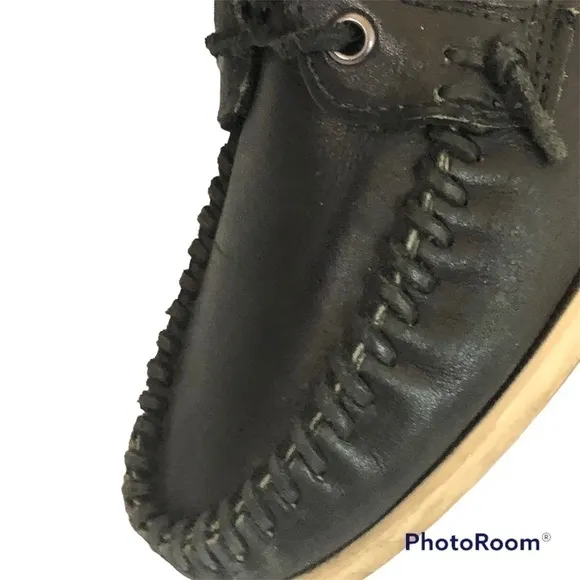 RONNIE Fieg x Sebago Campsides Hi Top Black Leather Moc Toe Laced Boots sz 8