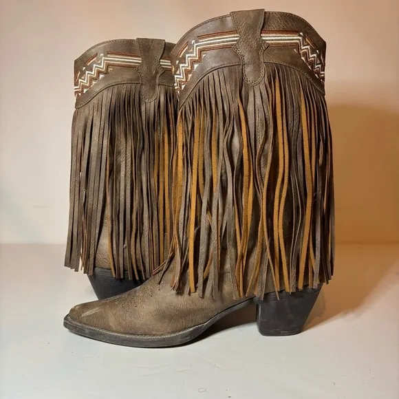 Roper Western Boots Women’s Size 6.5 Pointy Toe Brown Fringe 09-021-1556-0703 BR