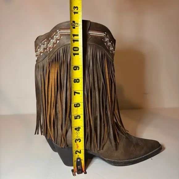 Roper Western Boots Women’s Size 6.5 Pointy Toe Brown Fringe 09-021-1556-0703 BR