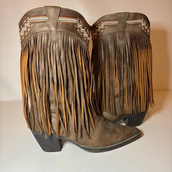 Roper Western Boots Women’s Size 6.5 Pointy Toe Brown Fringe 09-021-1556-0703 BR