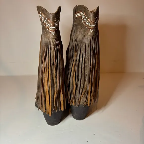 Roper Western Boots Women’s Size 6.5 Pointy Toe Brown Fringe 09-021-1556-0703 BR