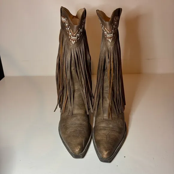 Roper Western Boots Women’s Size 6.5 Pointy Toe Brown Fringe 09-021-1556-0703 BR