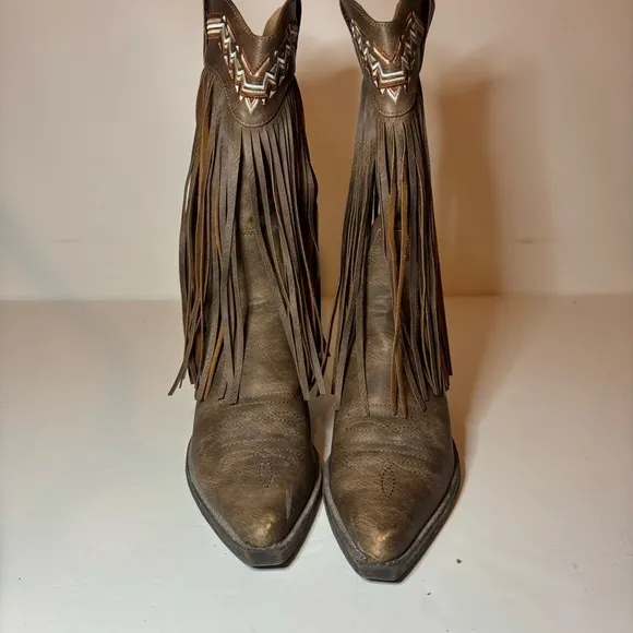 Roper Western Boots Women’s Size 6.5 Pointy Toe Brown Fringe 09-021-1556-0703 BR