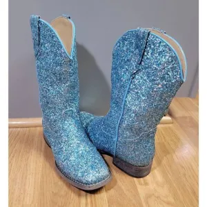Ropper Blue Multi-Glitter Vamp Shaft Boots 5