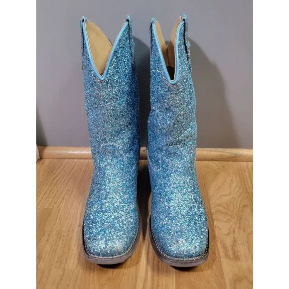 Ropper Blue Multi-Glitter Vamp Shaft Boots 5