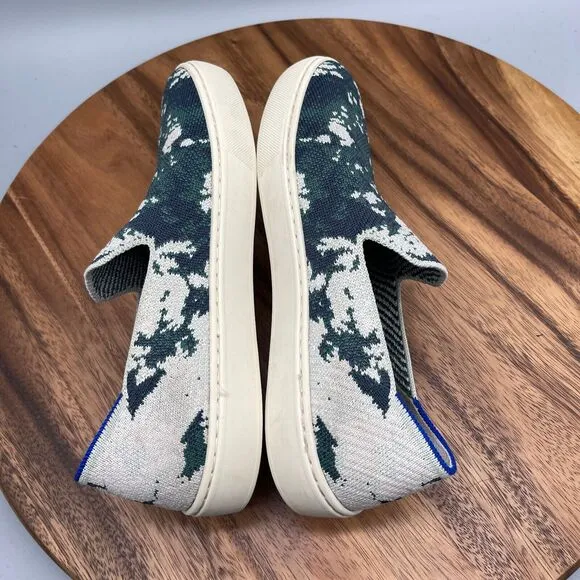 Rothy's Shoes Womens Size 7.5 Green Shibori Slip On Comfort Walking Sneakers