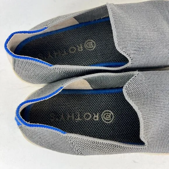 Rothy's Sneakers Women's 9 Gray White Slip On Low Top Round Toe Comfort Shoes