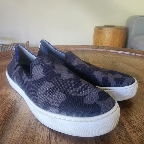 Rothy's The Original Slip On Sneaker Grey Camo Textile Comfort Shoes Women’s 8