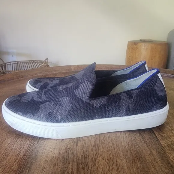 Rothy's The Original Slip On Sneaker Grey Camo Textile Comfort Shoes Women’s 8