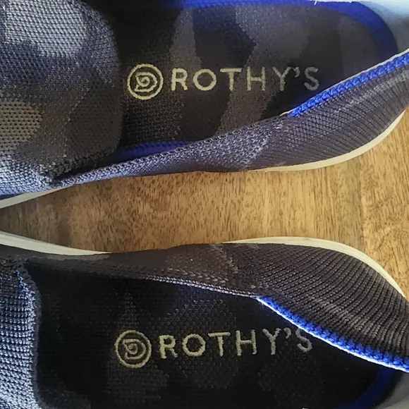 Rothy's The Original Slip On Sneaker Grey Camo Textile Comfort Shoes Women’s 8