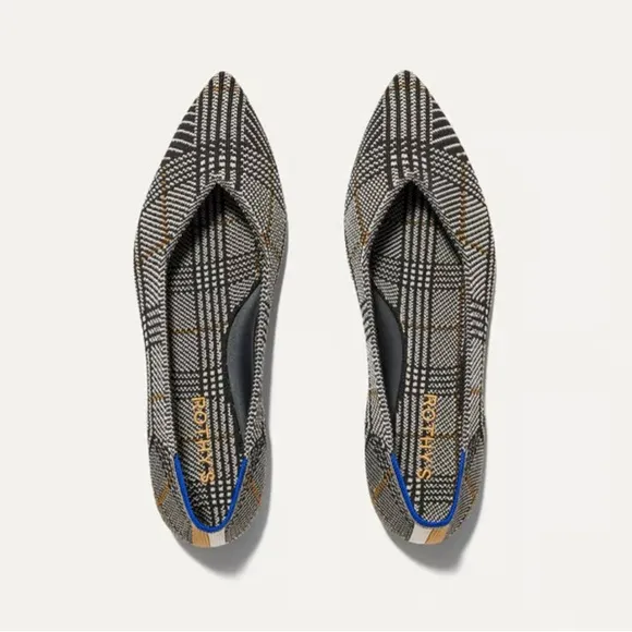 Rothy's The Point II - Black Glen Plaid size 6.5