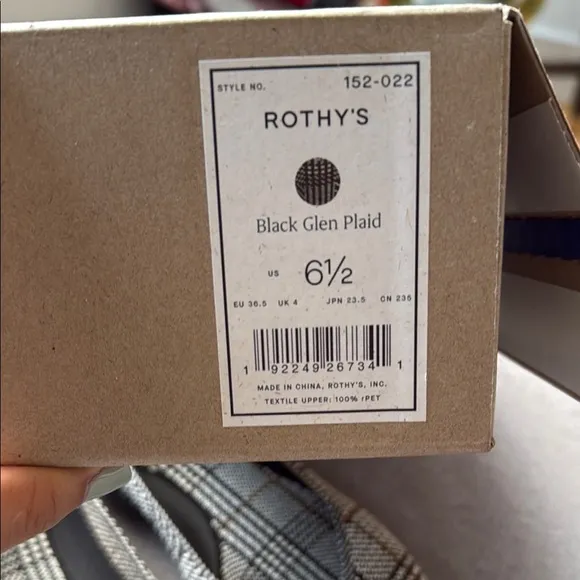 Rothy's The Point II - Black Glen Plaid size 6.5