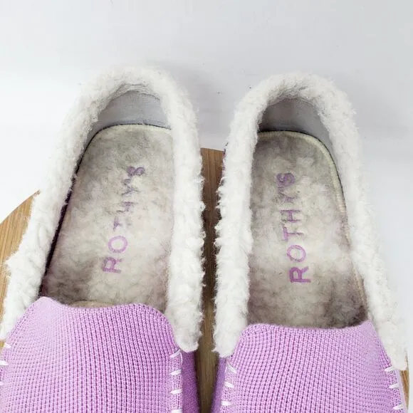 Rothys The Slipper Womens 9 Lavender Purple Mocassin Fleece Lined Outdoor Shoes
