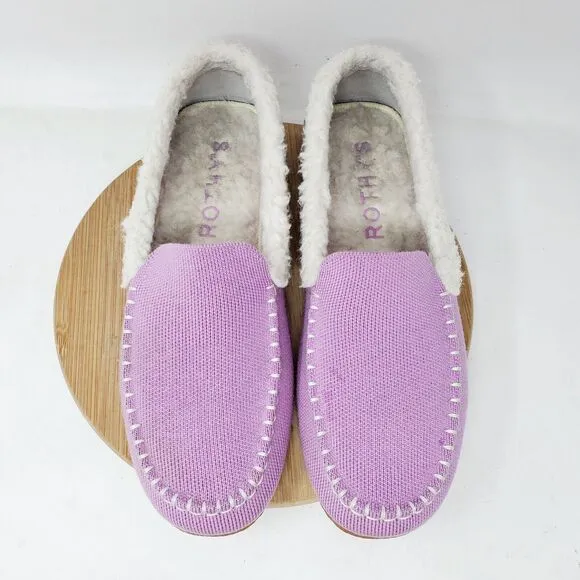 Rothys The Slipper Womens 9 Lavender Purple Mocassin Fleece Lined Outdoor Shoes
