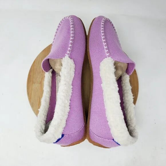 Rothys The Slipper Womens 9 Lavender Purple Mocassin Fleece Lined Outdoor Shoes