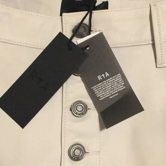 RTA Dash Leather Shorts In Cream