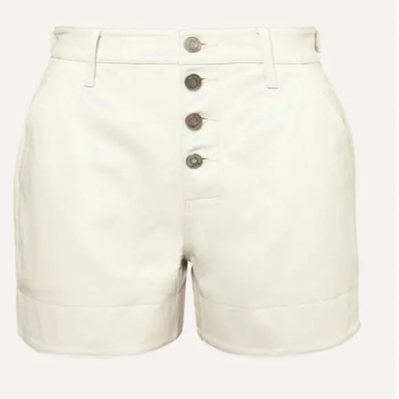 RTA Dash Leather Shorts In Cream