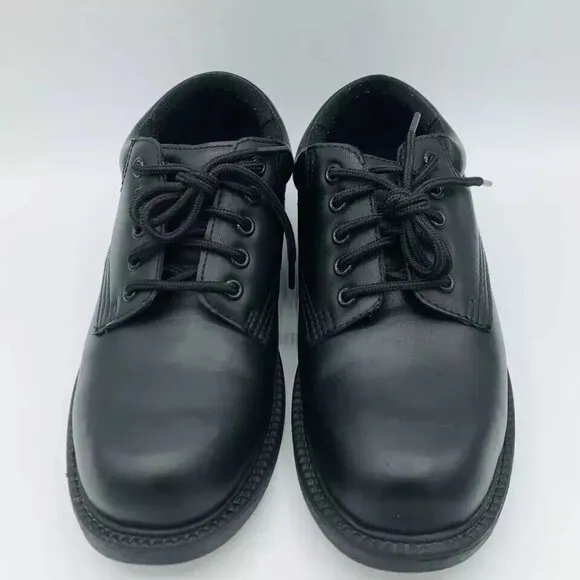 Safe T Step Shoes Mens Size 7 Wide Comfort Black Oxford Lace Up Derby Round Toe