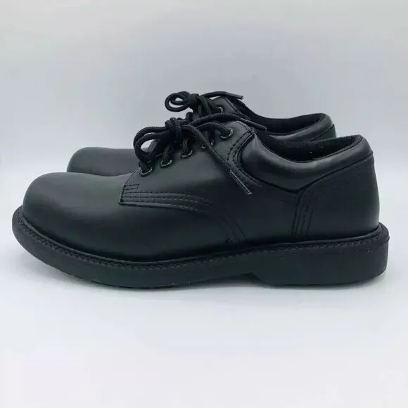 Safe T Step Shoes Mens Size 7 Wide Comfort Black Oxford Lace Up Derby Round Toe