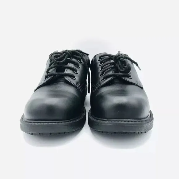 Safe T Step Shoes Mens Size 7 Wide Comfort Black Oxford Lace Up Derby Round Toe