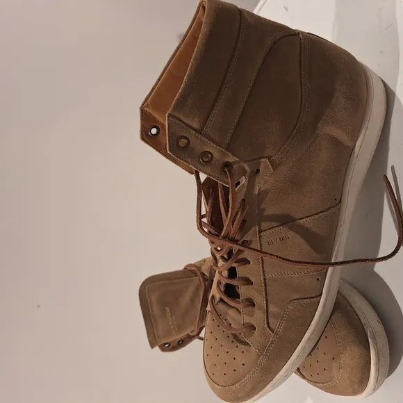 Saint Laurent Men's Tan High-Top Sneakers.Few Marks From Wear As Shown In Pics