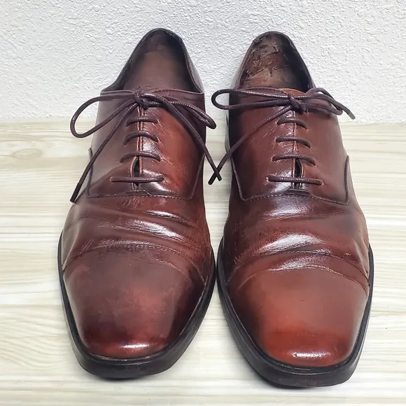 Salvatore Ferragamo Brown Leather Mens Dress Shoes Size 10