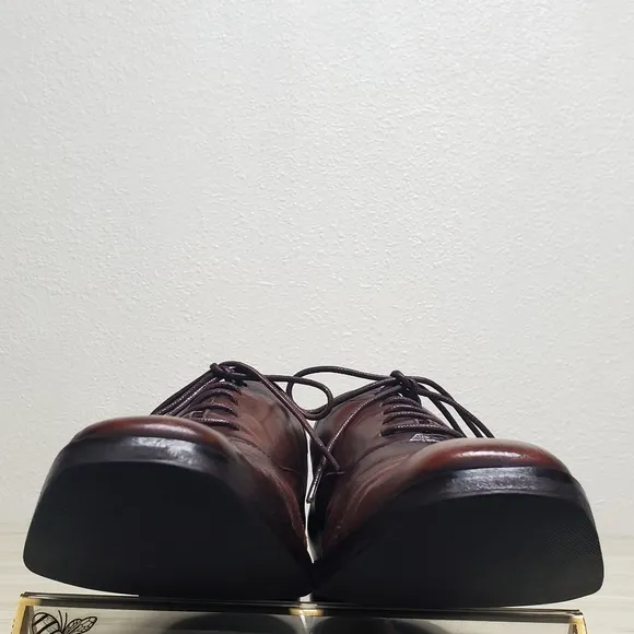 Salvatore Ferragamo Brown Leather Mens Dress Shoes Size 10
