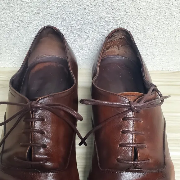 Salvatore Ferragamo Brown Leather Mens Dress Shoes Size 10