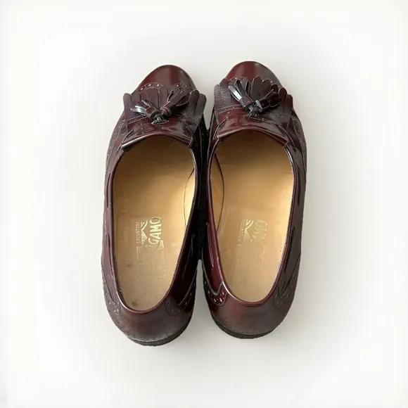 Salvatore Ferragamo Kiltie tassel loafer shoes 10D Burgundy. Work Business Boss