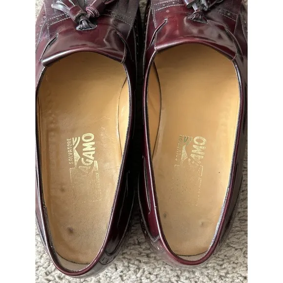 Salvatore Ferragamo Kiltie tassel loafer shoes 10D Burgundy. Work Business Boss
