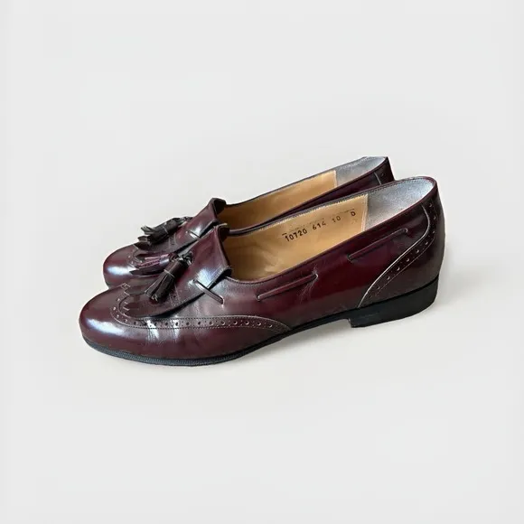 Salvatore Ferragamo Kiltie tassel loafer shoes 10D Burgundy. Work Business Boss