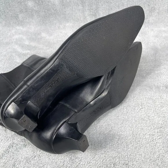 Salvatore Ferragamo Women's Boots US 7 Black Leather Almond Toe Chelsea Boots