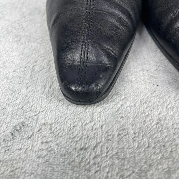 Salvatore Ferragamo Women's Boots US 7 Black Leather Almond Toe Chelsea Boots