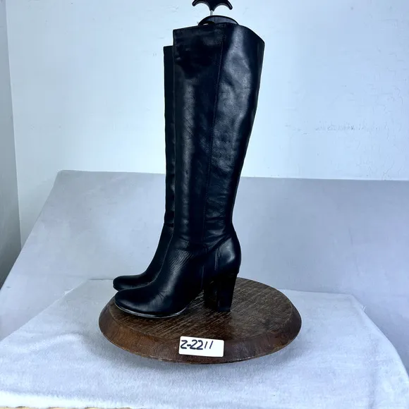 Sam Edelman Boots Womens 7M Serephina Black Leather Upper Heelted Almond Toe