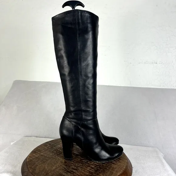 Sam Edelman Boots Womens 7M Serephina Black Leather Upper Heelted Almond Toe