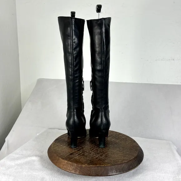 Sam Edelman Boots Womens 7M Serephina Black Leather Upper Heelted Almond Toe
