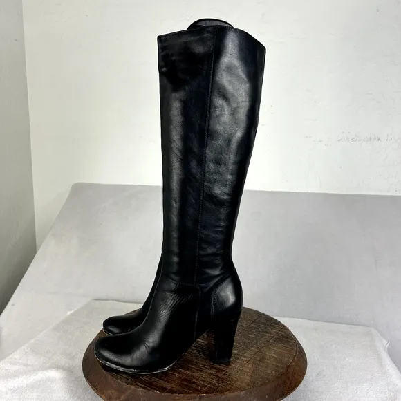 Sam Edelman Boots Womens 7M Serephina Black Leather Upper Heelted Almond Toe