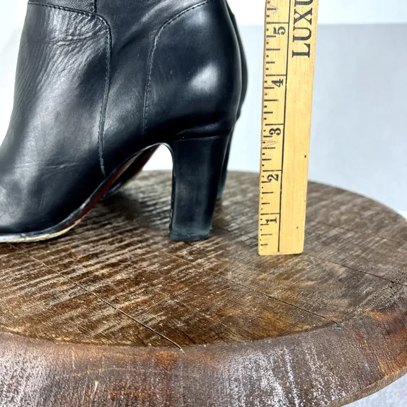 Sam Edelman Boots Womens 7M Serephina Black Leather Upper Heelted Almond Toe
