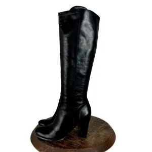 Sam Edelman Boots Womens 7M Serephina Black Leather Upper Heelted Almond Toe