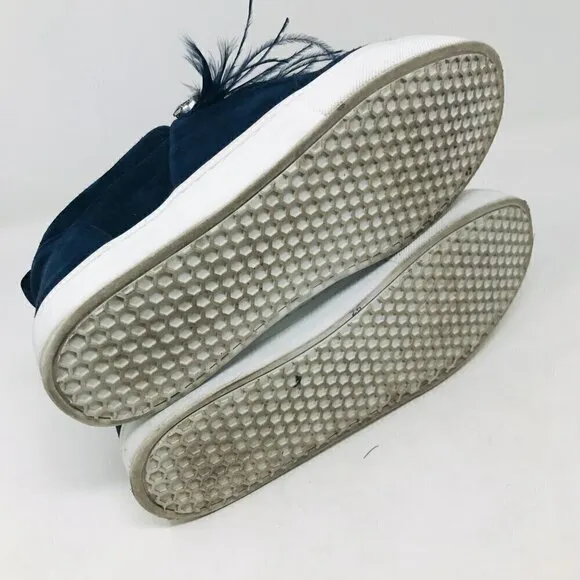 Sam Edelman Lelani Navy Blue Feather Sneakers Size 9.5