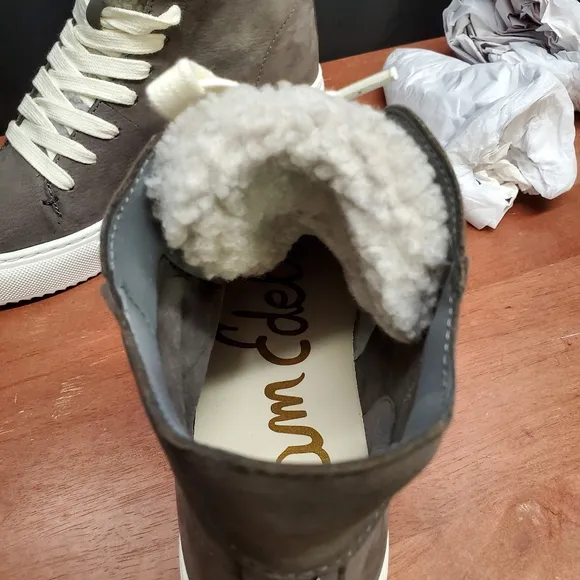 Sam Edelman Size 6 High Top Gray Pence Sneaker Casual Shoes