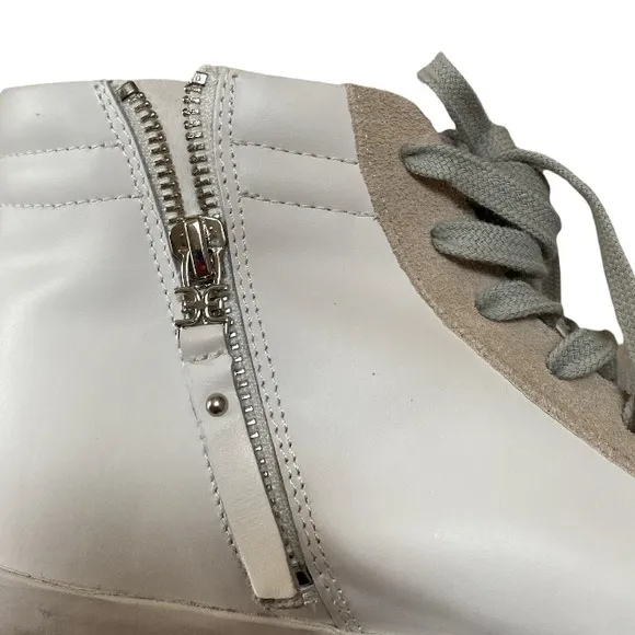 SAM EDELMAN Women's Avon High-top Sneakers White/ Silver/ Blue Leather