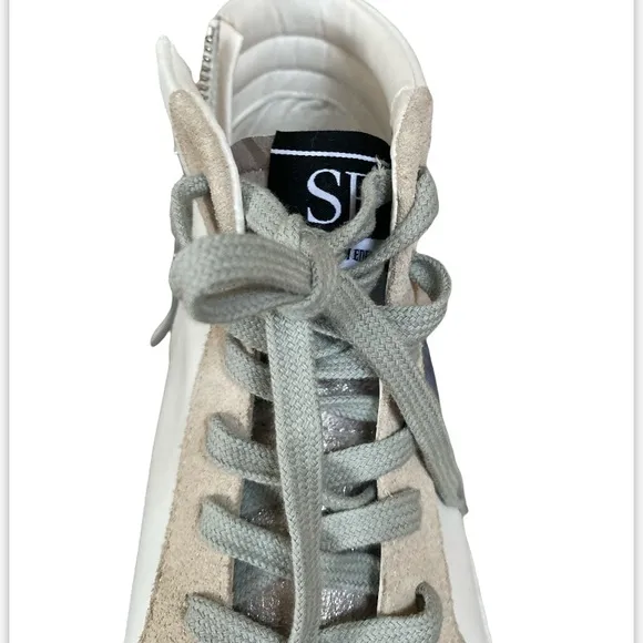 SAM EDELMAN Women's Avon High-top Sneakers White/ Silver/ Blue Leather