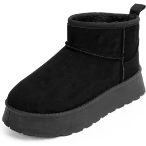 Samilor Platform Ankle Boot Women Black Suede Fur Fleece Lined Snow