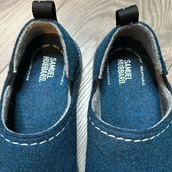 Samuel Hubbard Spring Back Royal Blue Felted Fleece Slip On Shoes Size 9