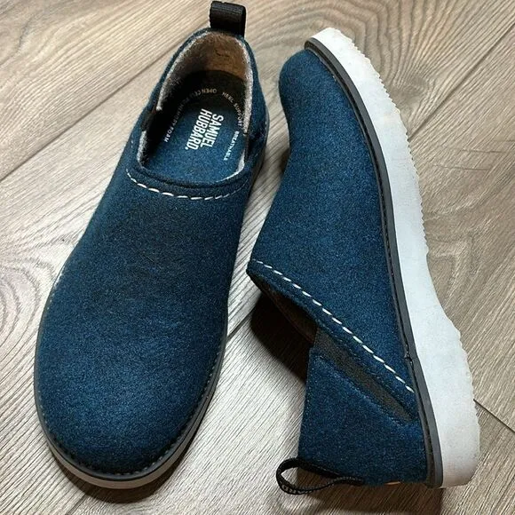 Samuel Hubbard Spring Back Royal Blue Felted Fleece Slip On Shoes Size 9